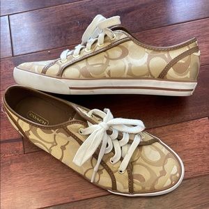 Coach Dee Tan Brown Logo Lace Up Sneakers Trainers 9.5